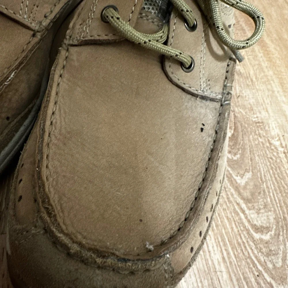 Clarks | Men's Tan Brown Nubuck Coastal Ortholite Leather Boat Shoes, Size 8.5